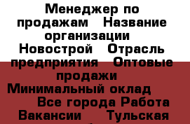 Менеджер по продажам › Название организации ­ Новострой › Отрасль предприятия ­ Оптовые продажи › Минимальный оклад ­ 40 000 - Все города Работа » Вакансии   . Тульская обл.